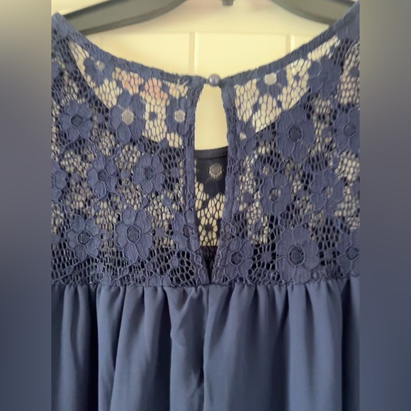 Liberty Love‎ Women’s 3XL Shift Dress Blue Navy Lace Top Sleeve Sheer Neck
Lined - Picture 4 of 7